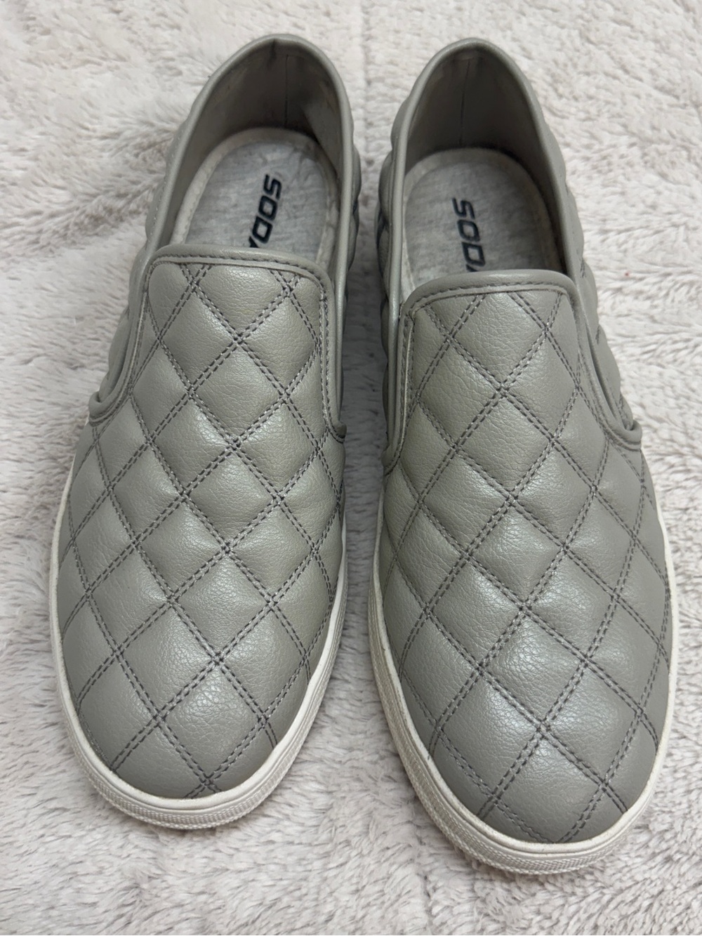 SODA women’s flat slip on quilted double layer foam cushion shoes gray size 11